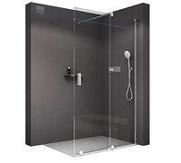 BERNSTEIN Walk In Shower Con Porta Scorrevole 140cm NT101 - Vetro Trasparente 8mm Temperato di Sicurezza - Nano Coating - Cabina Doccia Con Schermo e Divisorio in Vero Vetro