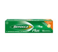 Berocca Plus, Integratore Alimentare, contro Stanchezza Fisica e Mentale, con Vitamine B, Vitamina C, Calcio, Magnesio e Zinco, Gusto Arancia, 15 Compresse Effervescenti