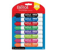 Berol Dry Wipe Whiteboard Marker Pens Bullet Tip Assorted Colours 8 Count