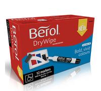 Berol Dry Wipe Whiteboard Marker Pens Bullet Tip Black Ink 12 Count Bullet
