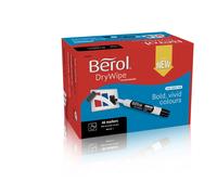 Berol DryWipe Whiteboard Marker Pens Bullet Tip Black Low-Odour Ink 48 Dry