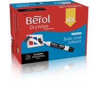 Berol DryWipe Whiteboard Marker Pens Chisel Tip Black Low-Odour Ink 48 Cou