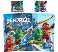 BERONAGE LEGO Ninjago, biancheria da letto con scritta in lingua tedesca "Abalita dei dragh", 135 x 200 cm + 80 x 80 cm, 100% cotone renforcé, motivo double-face, Lloyd Kai Jay Arin Sora & Drago, Ryu