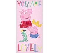 BERONAGE Peppa Pig - Asciugamano da bagno You Are Lovely, 70 x 140 cm, in 100% cotone, per bambini, asciugamano morbido con Peppa Pig e George per spiaggia, piscina, ragazza, articolo regalo