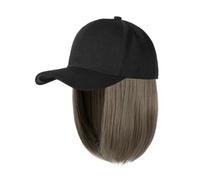 Berretti con parrucche for capelli da donna, parrucca sintetica liscia lunga 24 pollici, berretto da sci lavorato a maglia morbido e caldo, berretto invernale autunnale(B Steel Gray)