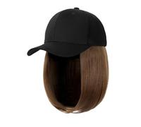 Berretti con parrucche for capelli da donna, parrucca sintetica liscia lunga 24 pollici, berretto da sci lavorato a maglia morbido e caldo, berretto invernale autunnale(B light brown)