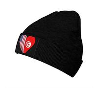 Berretti in Maglia Half Tunisia Flag Half USA Flag Love Heart Beanie Lavorato Sportivo Berretto Slouchy da Uomo Assorbe Sudore Cappello Sportivo Running, per Donna, Spiaggia, 56-62cm