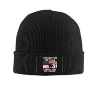 Berretti in Maglia I Stand for The Flag I Kneel for The Cross Anti Sudore Caldo Cappello Morbido Beanie Cappello per Moto Donna All'Aperto