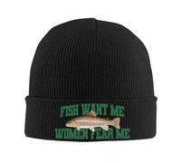 Berretti Unisex Pesce Want Me Le Donne Mi temono Berretti Lavorati a Maglia Berretto da Uomo da Donna Cappelli Invernali Scherzi da Pesca Berretto all'Uncinetto Regalo Caldo