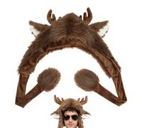 Berretto a forma di animale, cappuccio in peluche per Halloween, cappello per costume con corna, per feste, cosplay, compleanni, attività all'aperto, sci, viaggi, ciclismo, escursionismo, passeggiate