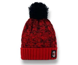 Berretto AC Milan Ufficiale Rosso/Nero con Pon Pon - Invernale Unisex - 2023006