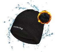 Berretto antivento impermeabile da uomo, cappello invernale elasticizzato da donna, unisex, con fodera spessa e calda per sci, pesca, trekking, all'aperto, Nero, M/L'