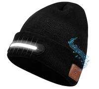 Berretto Bluetooth con Luce LED, Cappello Berretto Ricaricabile con Senza Fili Musicale, Cappello Invernale Lavorato a Maglia con Altoparlanti Stereo e Microfono, Regalo Uomo Donna, Idea Regali Natale