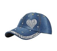 Berretto casual Denim Point Drill Washed Old Hat Solid Color Baseball Cap per uomo donna, Blu, Taglia unica