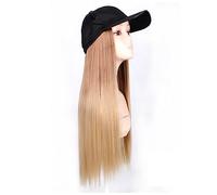 Berretto con Extension per Capelli da Donna Berretto da baseball nero alla moda con parrucca Cappello sintetico ondulato lungo parrucche Naturalmente collega parrucca capelli lisci regolabili Parrucca