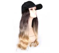 Berretto con Extension per Capelli da Donna Berretto da baseball nero alla moda con parrucca Cappello sintetico ondulato lungo parrucche Naturalmente collega parrucca capelli lisci regolabili Parrucca
