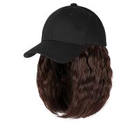 Berretto con Extension per Capelli da Donna Berretto da baseball Parrucca corta Berretto da baseball sintetico riccio Parrucca for capelli Parrucca for capelli in maglia nera naturale Parrucche natura