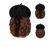 Berretto con Extension per Capelli da Donna Berretto da baseball Parrucca corta Berretto da baseball sintetico riccio Parrucca for capelli Parrucca nera naturale Parrucche naturalmente sintetiche rego
