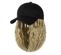 Berretto con Extension per Capelli da Donna Berretto da baseball Parrucca corta Berretto da baseball sintetico riccio Parrucca for capelli Parrucca for capelli in maglia nera naturale Parrucche natura