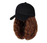 Berretto con Extension per Capelli da Donna Berretto da baseball Parrucca corta Berretto da baseball sintetico riccio Parrucca for capelli Parrucca for capelli in maglia nera naturale Parrucche natura