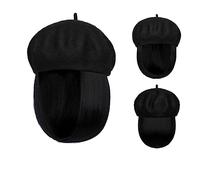 Berretto con Extension per Capelli da Donna Bob Hat Wig 9,5 pollici dritto corto sintetico Bobo parrucche cappello con capelli naturali Parrucca da Cappello per Donna(4)