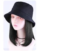 Berretto con Extension per Capelli da Donna Cappello da pescatore sintetico con berretto for capelli moda corto dritto boschetto autunno cappello autunnale parrucche for le donne clip sulle estensioni