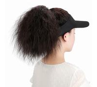 Berretto con Extension per Capelli da Donna Cappello for parrucca Cappello con visiera con coda di cavallo for donna Cappello regolabile con parrucca sintetica attaccata coda di cavallo riccia crespa