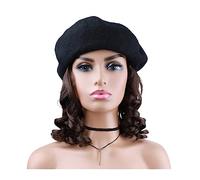 Berretto con Extension per Capelli da Donna Estensione sintetica dei capelli corti Onda naturale Cappello riccio Parrucche Berretto lavorato a maglia Moda Cappello caldo Parrucca da festa quotidiana P