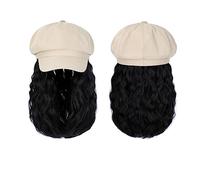 Berretto con Extension per Capelli da Donna Parrucca cappello cappello parrucche sintetiche ricci ondulati da 10 pollici parrucche cappello da baseball naturale cappello attaccato estensioni dei capel