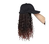 Berretto con Extension per Capelli da Donna Parrucca da berretto da baseball intrecciata Trecce Estensioni dei capelli con cappelli Parrucca da berretto sintetica nera for capelli ricci for donna Parr