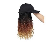 Berretto con Extension per Capelli da Donna Parrucca da berretto da baseball intrecciata Trecce Estensioni dei capelli con cappelli Parrucca da berretto sintetica nera for capelli ricci for donna Parr