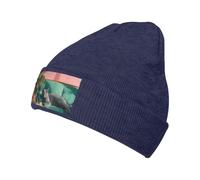 Berretto con gatto blu sdraiato su un divano verde per uomo donna inverno caldo maglia risvolto cappelli acrilico Skull Cap