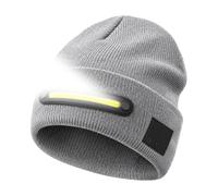 Berretto con Luce Cappelli Caldi in Maglia Ricaricabili LED Unisex 3 | Cappello Uomo con Luce Frontale Per Trekking Corsa Campeggio Pesca Camminata Lavoro Notte Tenda Giardino Grigio chiaro