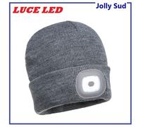 Berretto con Luce Led Ricaricabile Cappello Invernale Escursioni da Corsa Grigio