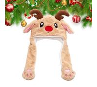 Berretto con orecchie mobili - Berretto con orecchie mobili, copricapo di peluche natalizio, berretto con orecchie mobili per bambini | Non irritante