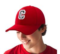 Berretto da baseball 3D ricamo casual cotone alfabeto A-Z Red Caps Nero Lettera Snap Back Cappello Unisex Ragazzi Ragazze Cappellino Baseball Rosso Cappello Bambini, c, Taglia unica