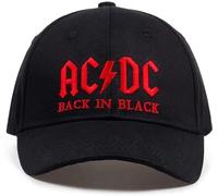 Berretto da baseball AC/DC misura regolabile, cappello rock AC/DC cappello snapback classico hip-hop DJ nero (Lettere rosse)