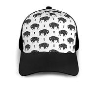 Berretto da Baseball Bisonte Azteco Bianco Nero Cappello Berretto Regolabile da Esterno in Tessuto Twill di Poliestere per Uomo Donna Adolescente