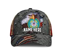 Berretto da Baseball Coast Guard American Veteran Patriot Us Flag Independence Day Incrociato Cappello Protezione Solare Cappellino da Camionista, per All'Aperto, Sportivo, Golf, 57-60cm