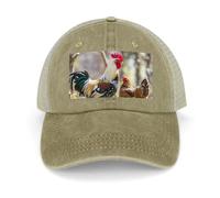 Berretto da baseball con gallo e gallina, cappello classico da papà, regolabile, in cotone, cappello da baseball sportivo con visiera, Cachi, Taglia unica