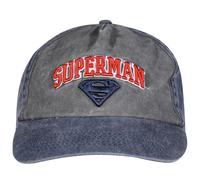 Berretto da baseball con licenza ufficiale Superman, stile vintage, lavato DC Comics, per adulti, regolabile, con logo ricamato, colore: blu