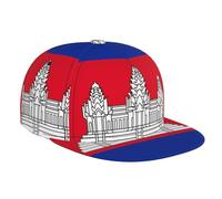Berretto da baseball con visiera piatta, con stampa bandiera della Cambogia, unisex, elegante cappello regolabile, per uomini e donne, nero, taglia unica