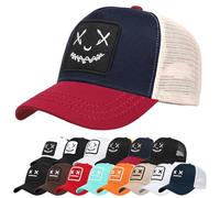 Berretto da Baseball con Visiera Unisex Cotone Regolabile Anti-Sole Ricamo Cappello da Baseball Cappellini per Sport All'aperto Hip Hop Papà Trucker Posteriore Maglia Cappello (A_Rosso blu scuro)
