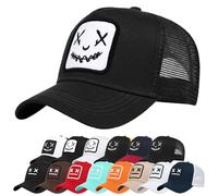 Berretto da Baseball con Visiera Unisex Cotone Regolabile Anti-Sole Ricamo Cappello da Baseball Cappellini per Sport All'aperto Hip Hop Papà Trucker Posteriore Maglia Cappello (Z_Nero Bianco )