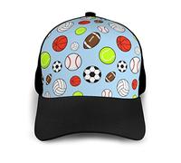 Berretto da Baseball da Calcio, Rugby, Baseball, Basket Cappello in Tessuto Twill di Poliestere Regolabile per Esterno per Uomo Donna Adolescente Nero