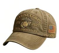 Berretto da baseball da uomo per il 250° anniversario dei Marines Corps, USMC, stile retrò, lavato, cachi, Taglia unica