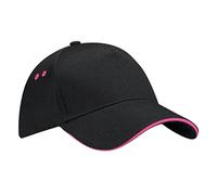 Berretto da baseball di cotone Beechfield Black / Fuchsia Taglia unica