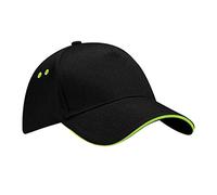 Berretto da baseball di cotone Beechfield Black / Lime Green Taglia unica
