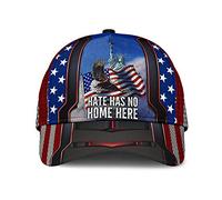 Berretto da Baseball Eagle American Hate Has No Home Here Freedom Statue Us Flag Cappello con Visiera Unisex Moda Cappucci da Golf, per Tennis, All'Aperto, Sportivo, 57-60cm