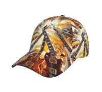Berretto da Baseball Electric Guitars Rock Music Flames Cappello con Visiera Asciugatura Rapida Traspirante Cappellino da Camionista, per Pesca, All'Aperto, Sportivo, 57-60cm
